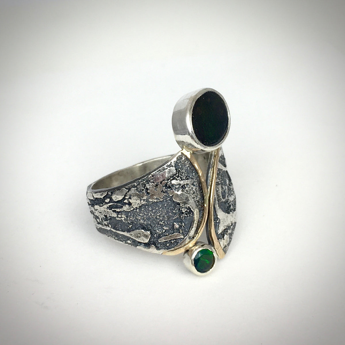 Ammolite and Welo Opal Ring