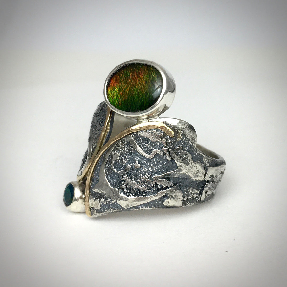 Ammolite and Welo Opal Ring