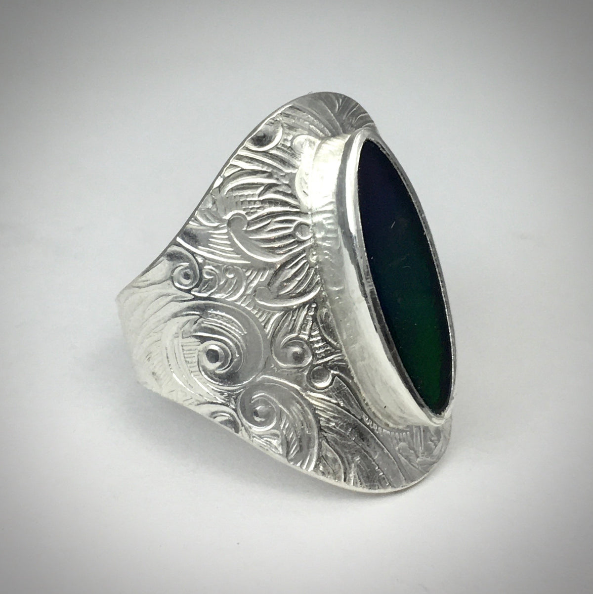 Colourful handcrafted Ammolite Ring