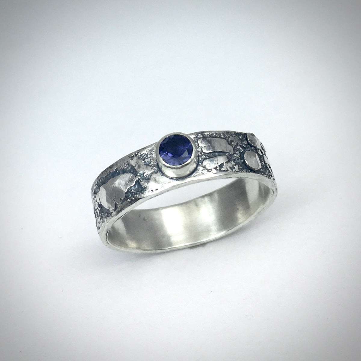 Textured Mid Band Lolite Ring