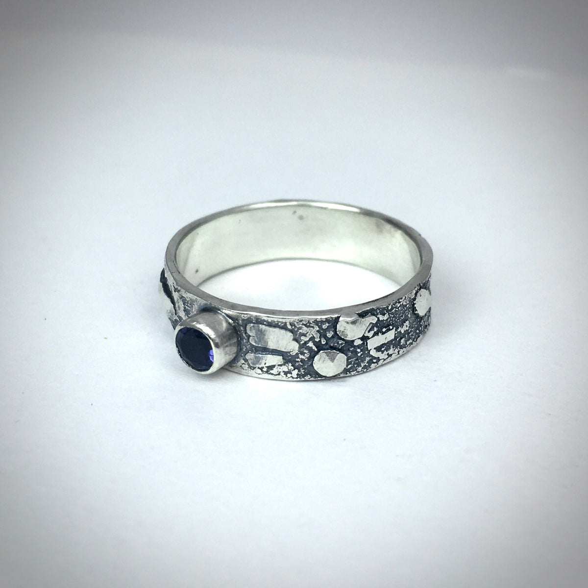 Textured Mid Band Lolite Ring