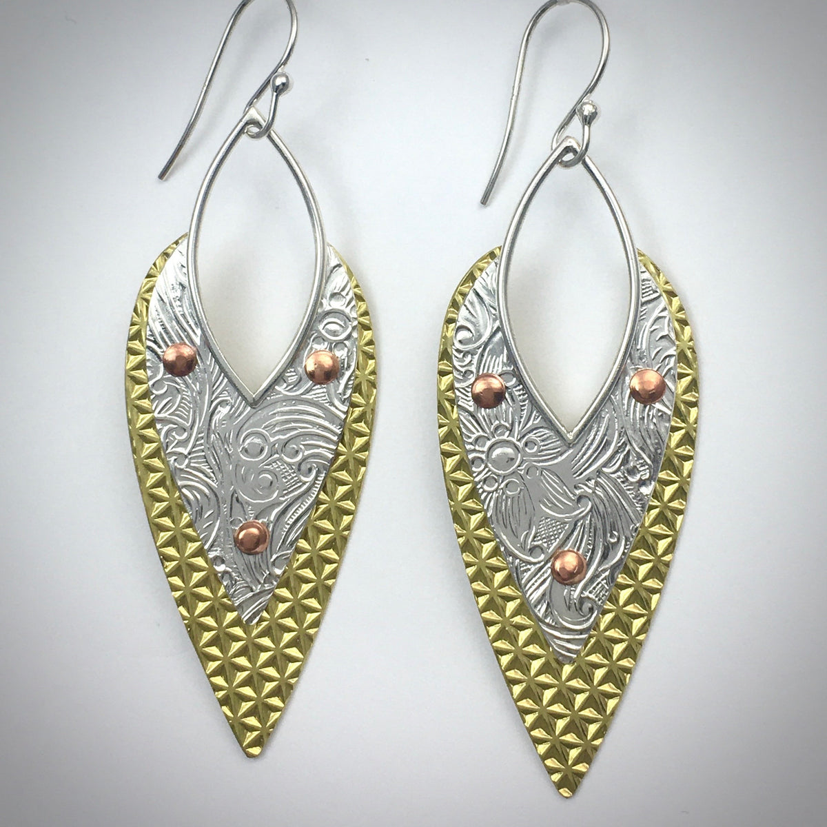 Quality Handcrafted Marquis Floral Silver Earrings