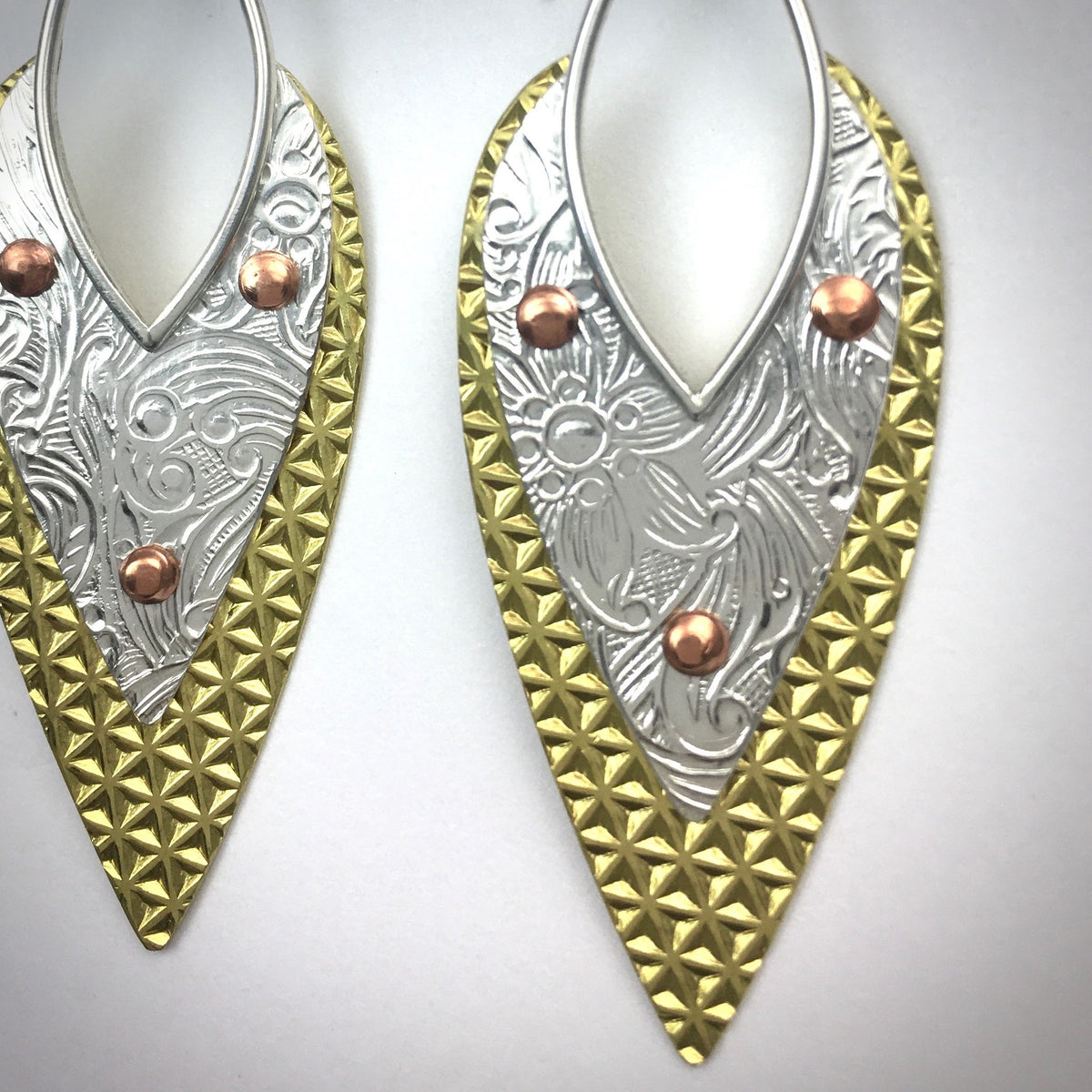 Quality Handcrafted Marquis Floral Silver Earrings