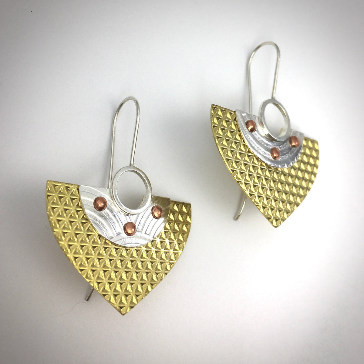 Quality Silver Brass Copper Shield Earrings